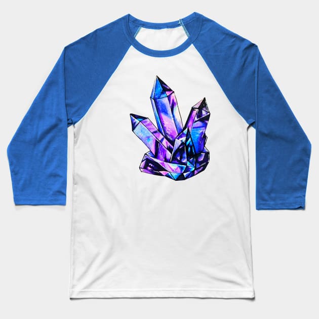 Purple Blue Crystal Baseball T-Shirt by Lady Lilac